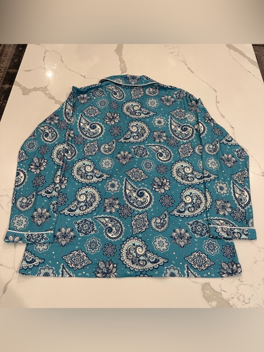 Buttery Soft Teal Paisley Long Sleeve Pajama Set Women L Green Loungewear Cozy - Picture 3 of 11